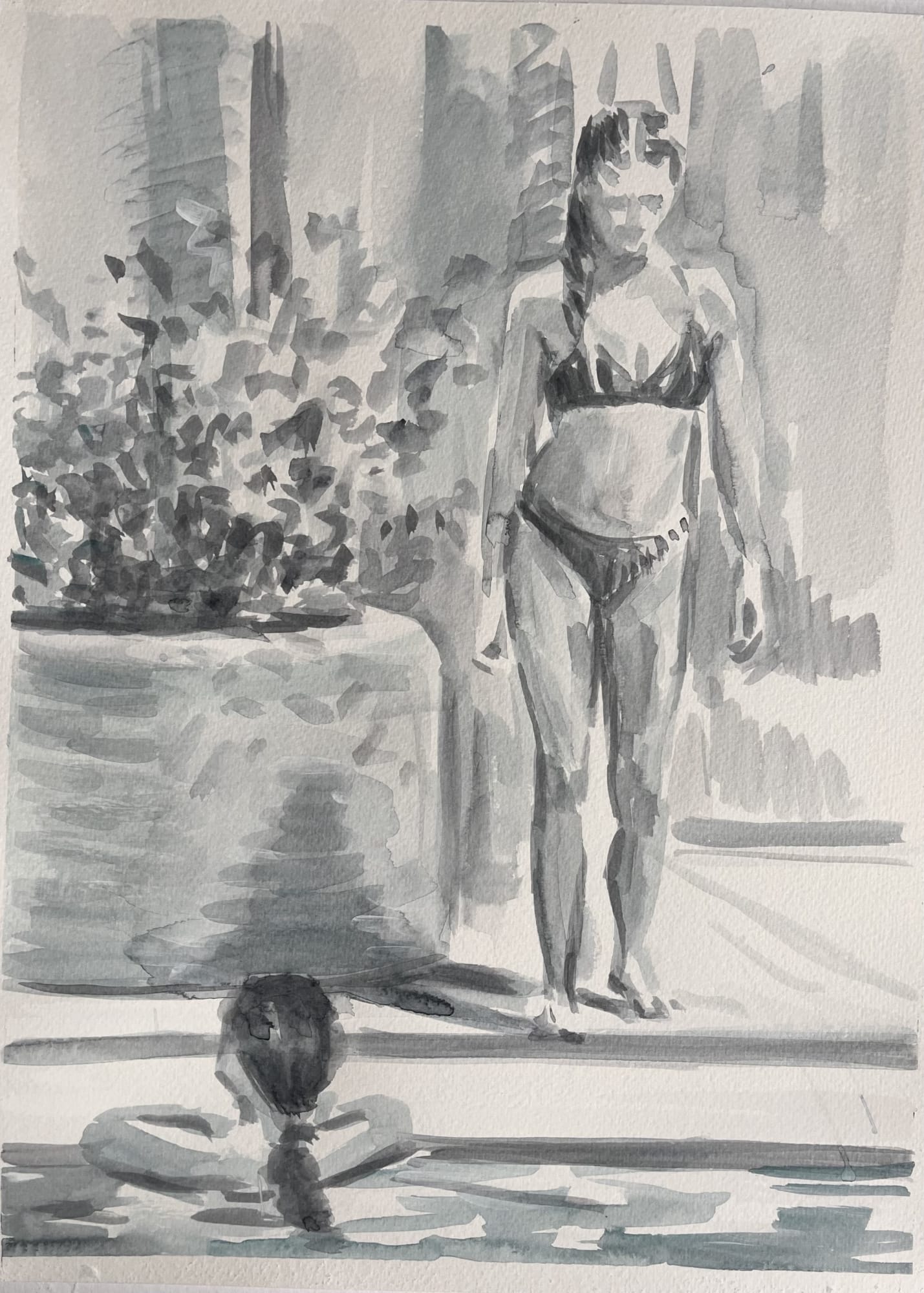 Carmen Belean A moment&rsquo;s pause, 2025 watercolour on paper 40 x 30 cm / 52 x 42 cm framed