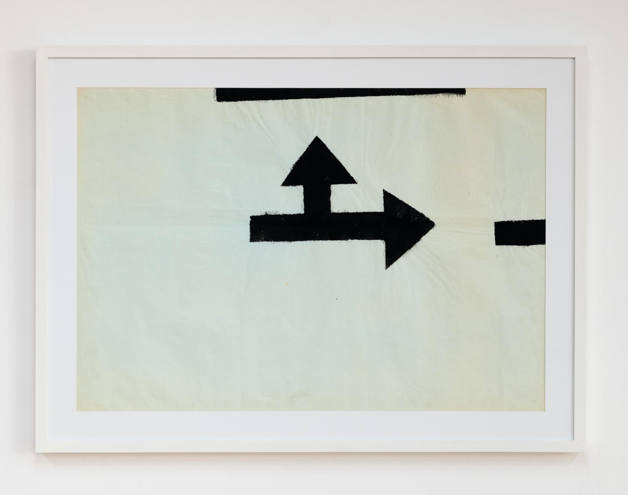 Jannis Kounellis Untitled (carte azzurre, segnali), 1961 painting on light blue tissue paper 70 x 100 cm with frame 85,5 x 115,5 x 4,5 cm