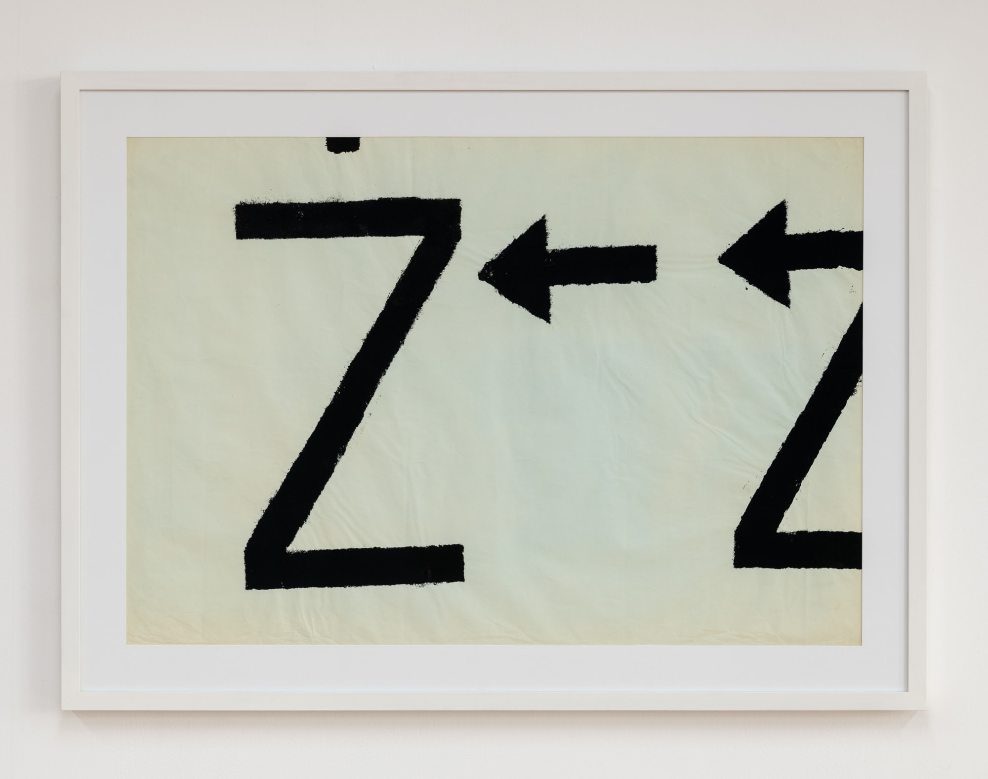 Jannis Kounellis Untitled (carte azzurre, segnali), 1961 painting on light blue tissue paper 70 x 100 cm with frame 85,5 x 115,5 x 4,5 cm