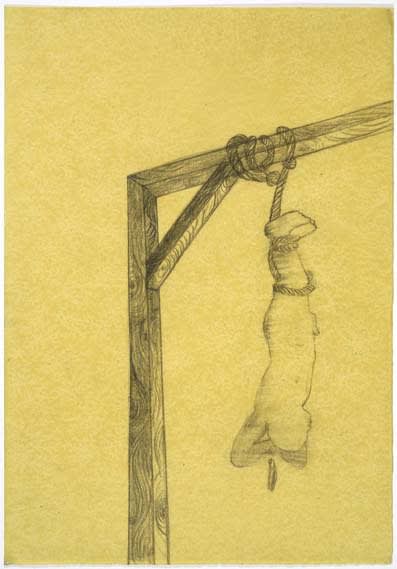 El Colgado II 2006 pencil on paper waxed 50 x 35 cm