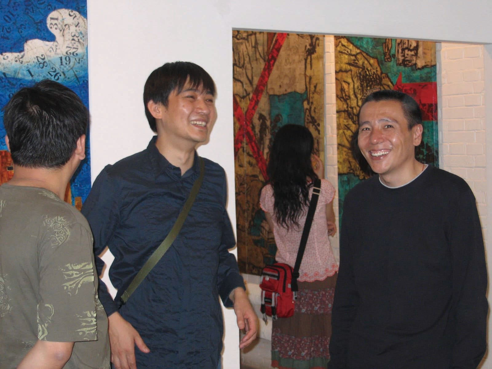 Xue Song with Leng Lin during his solo exhibition at Dimensions Art Centre, 2006