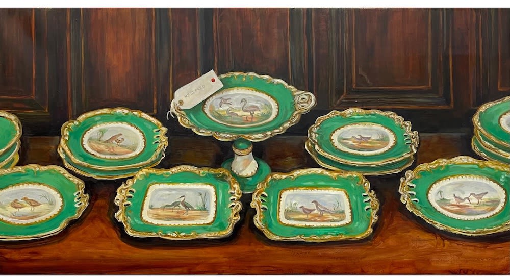 Nicole Price Reserved Oil on French polyester canvas 54 x 100 cm (framed) £2580