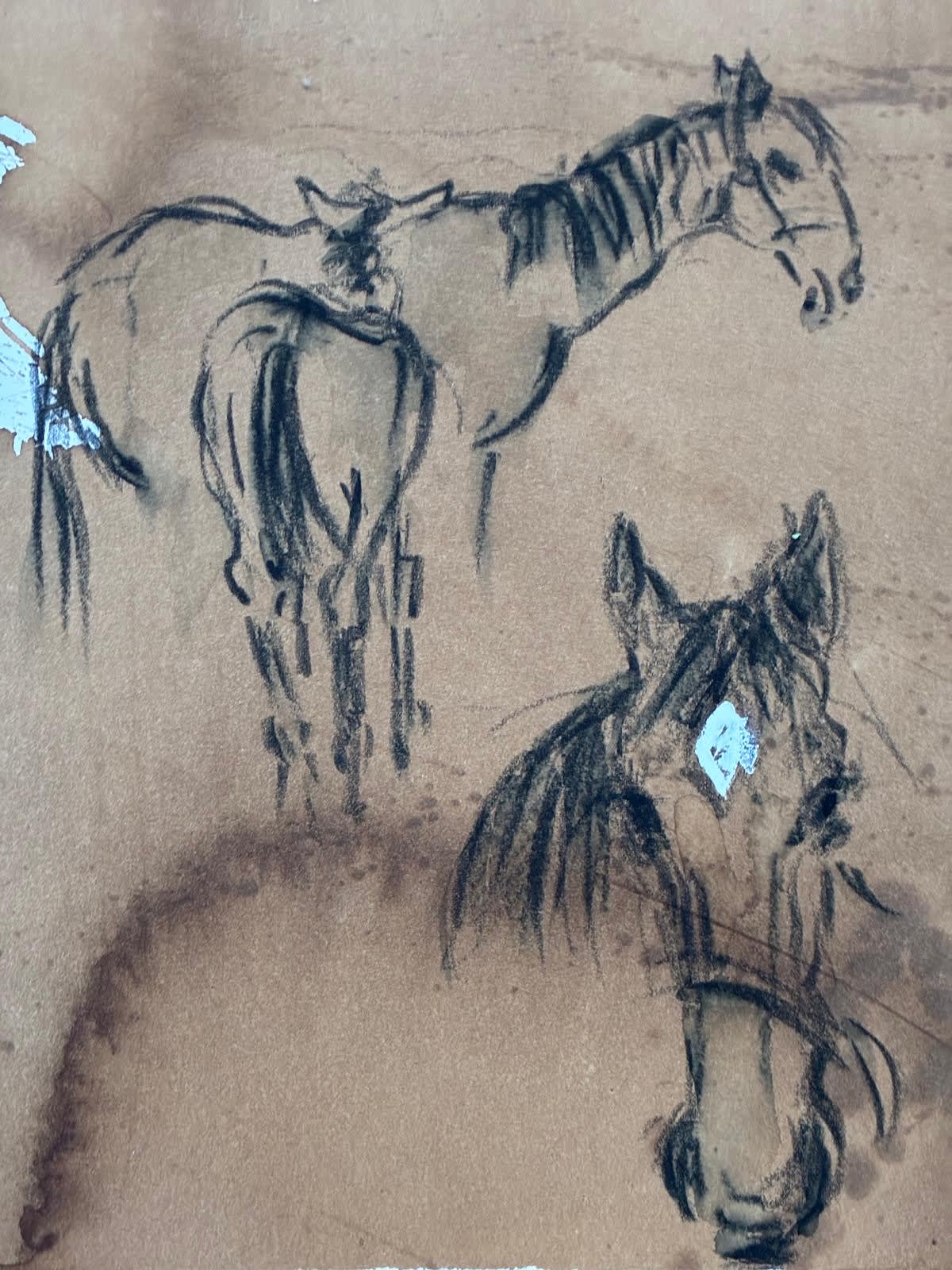 Liz Armstrong Flash Back Crayon wash with coffee 43x50cm £450