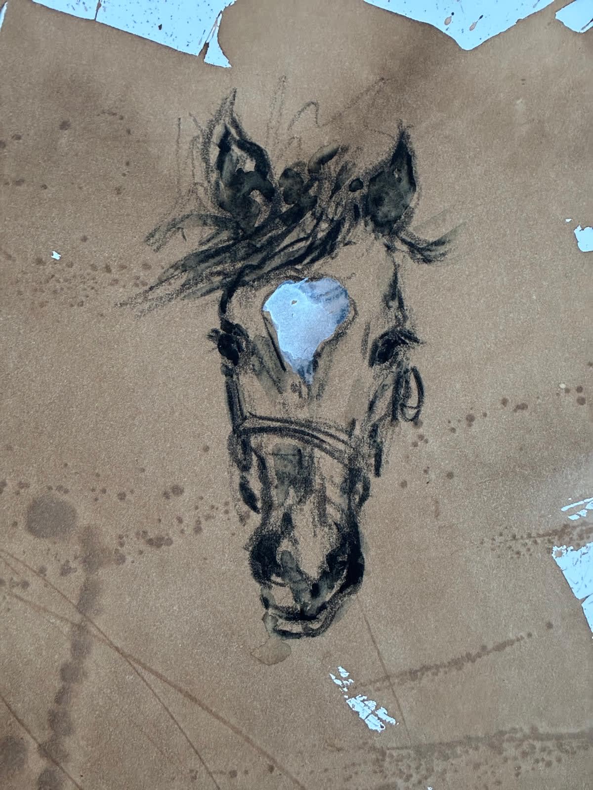 Liz Armstrong It's Me Crayon wash Coffee 43x50cm £450