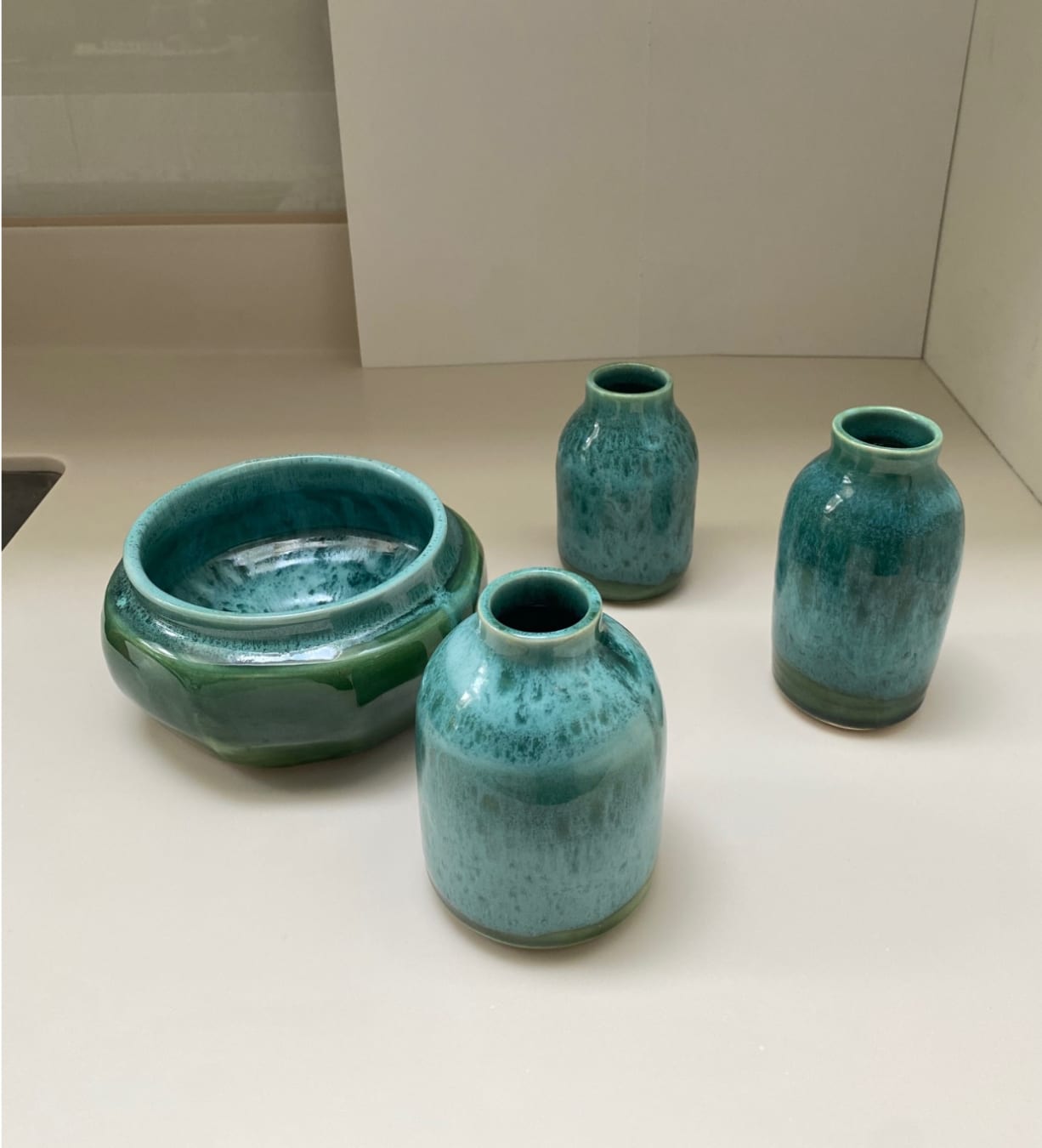 Ruth Herman Foamy Sea Stoneware Bowl £265 Large vases £110 each Medium vase £99