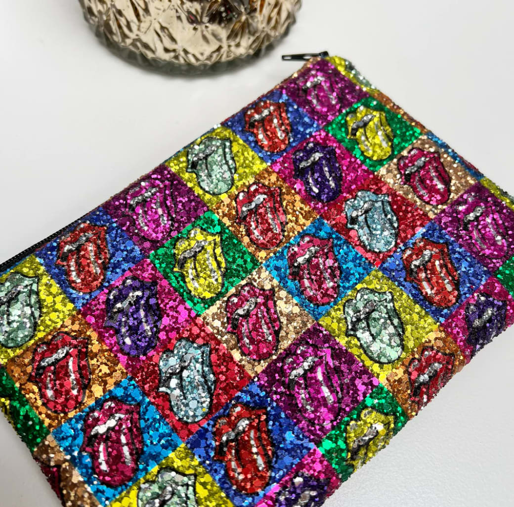Petit DunnocksThe Stones Glitter Clutch Bag, gunmetal 120cm long chain 13x18cm £37