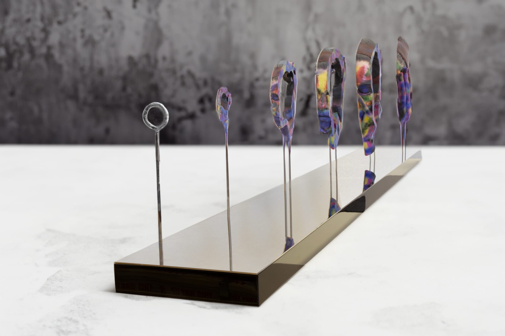Title: Colour in My Life Artist: Jonty Hurwitz Date: 2023 Materials: Photo-cure polymer and stainless steel Dimensions: 20 x 45 x 150cm Edition Size: 33 Download in High-Res