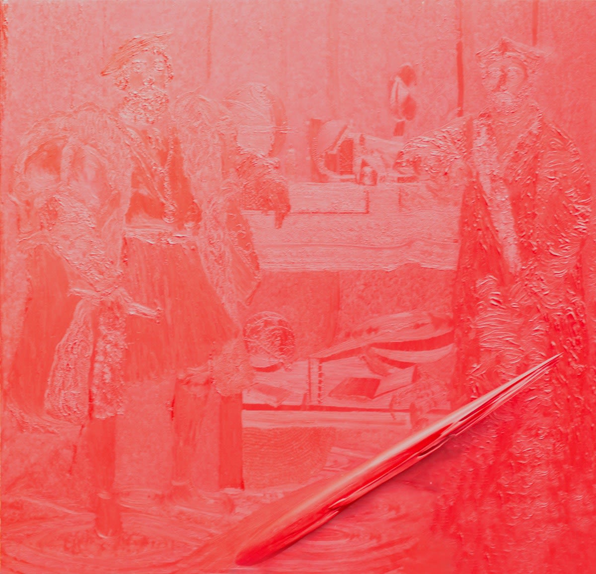 Title: Tribute to Holbein in other Dimensions Artist: Jonty Hurwitz Date: 2016 Materials: Oil on aluminium and resin Dimensions: 200 x 115 x 25cm Edition Size: 1 Dowload in High-Res