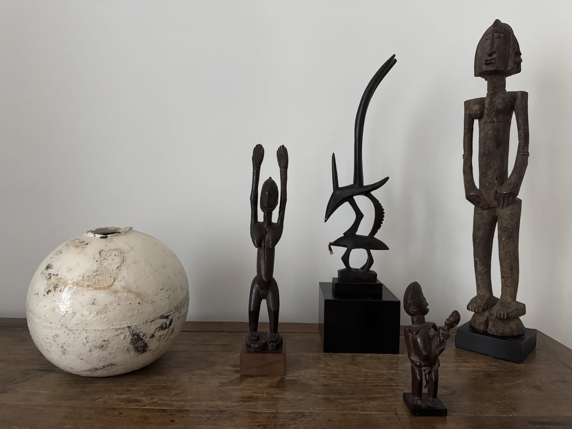 Japanese vase, Dogon Figure, Bamana Chiwara, Dogon iron and Dogon Standing FIgure