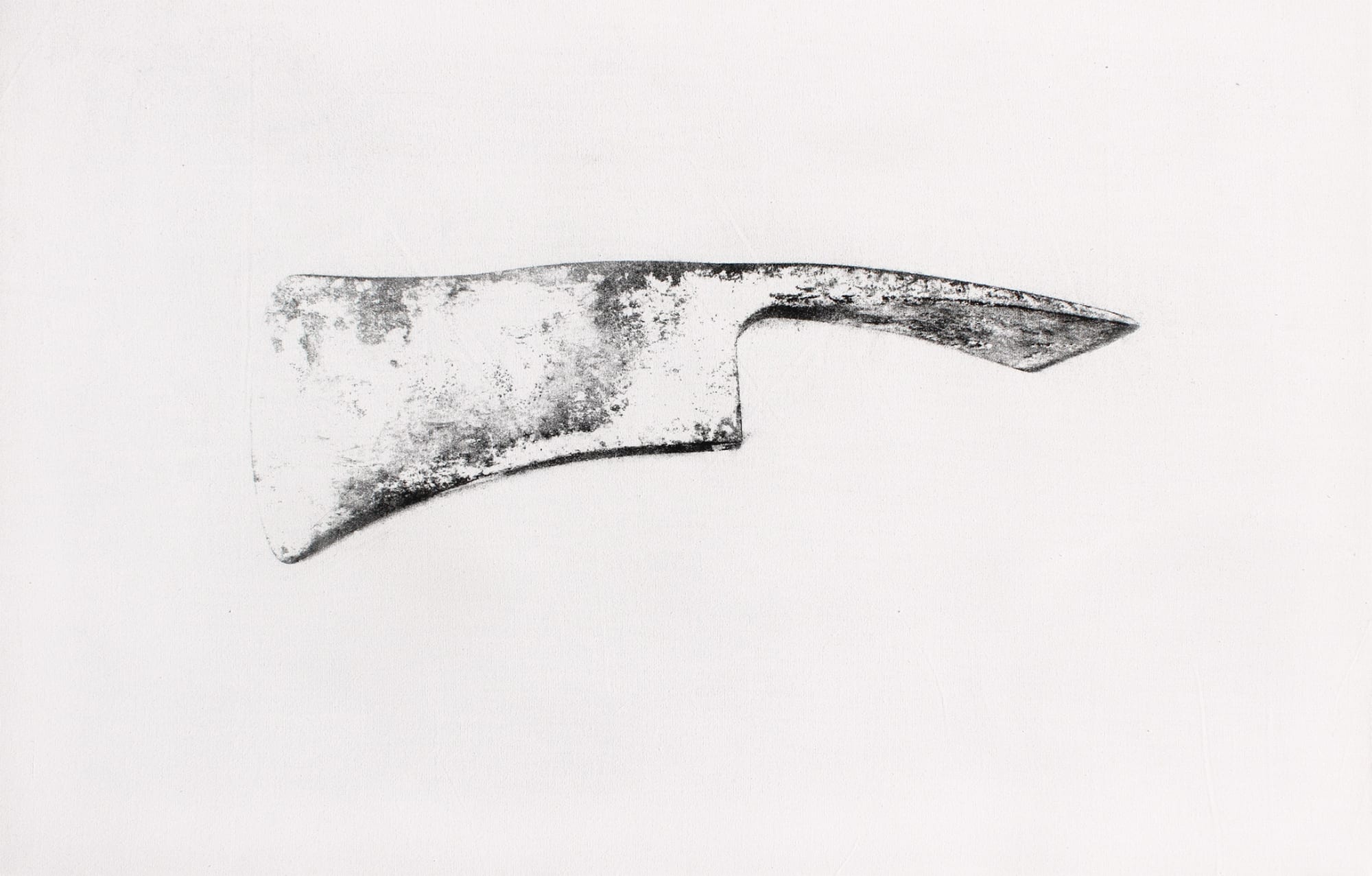 Axe, 2019 Carbonized soot on fire retardent white muslin 20 x 30 inches