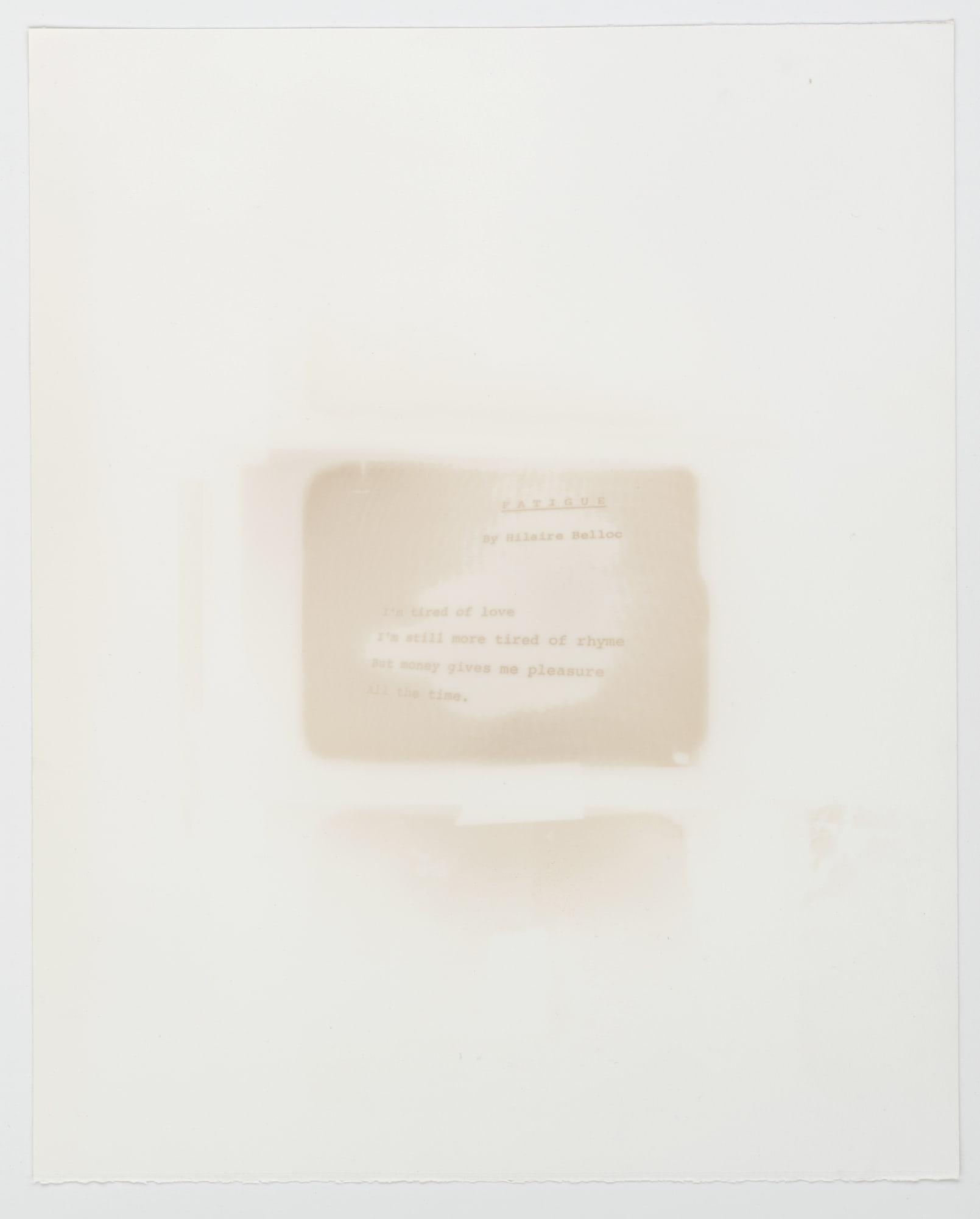 Fatigue, 2008 Nicotine on paper 20 x 16 inches