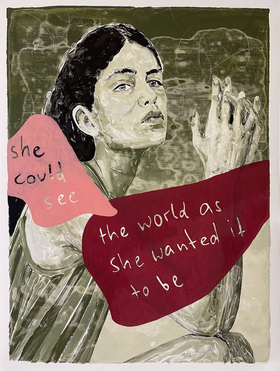 Monotype, oil color and wax pastel on paper