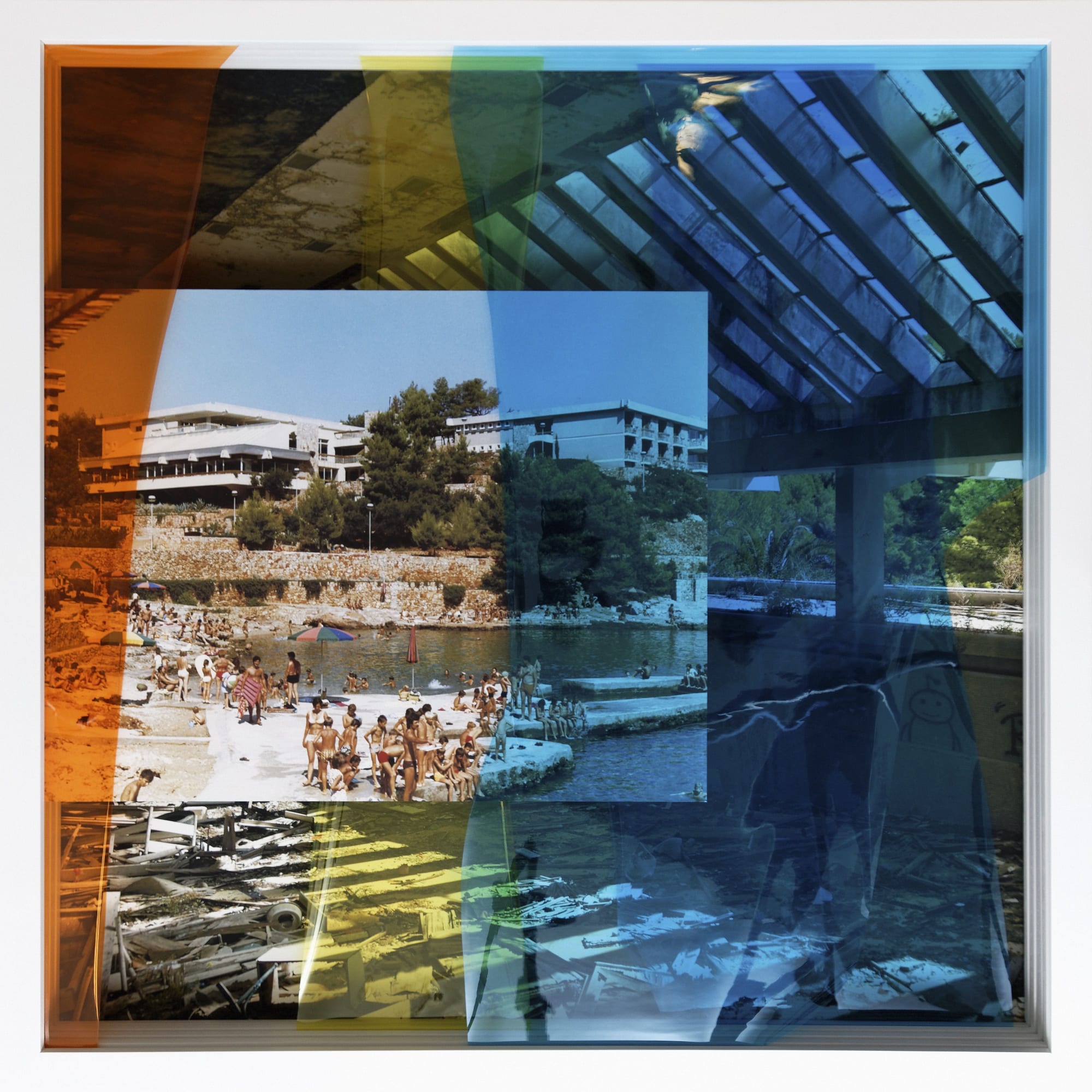 Inkjet prints on archival paper mounted on aluminum composite panels, colour correction filters