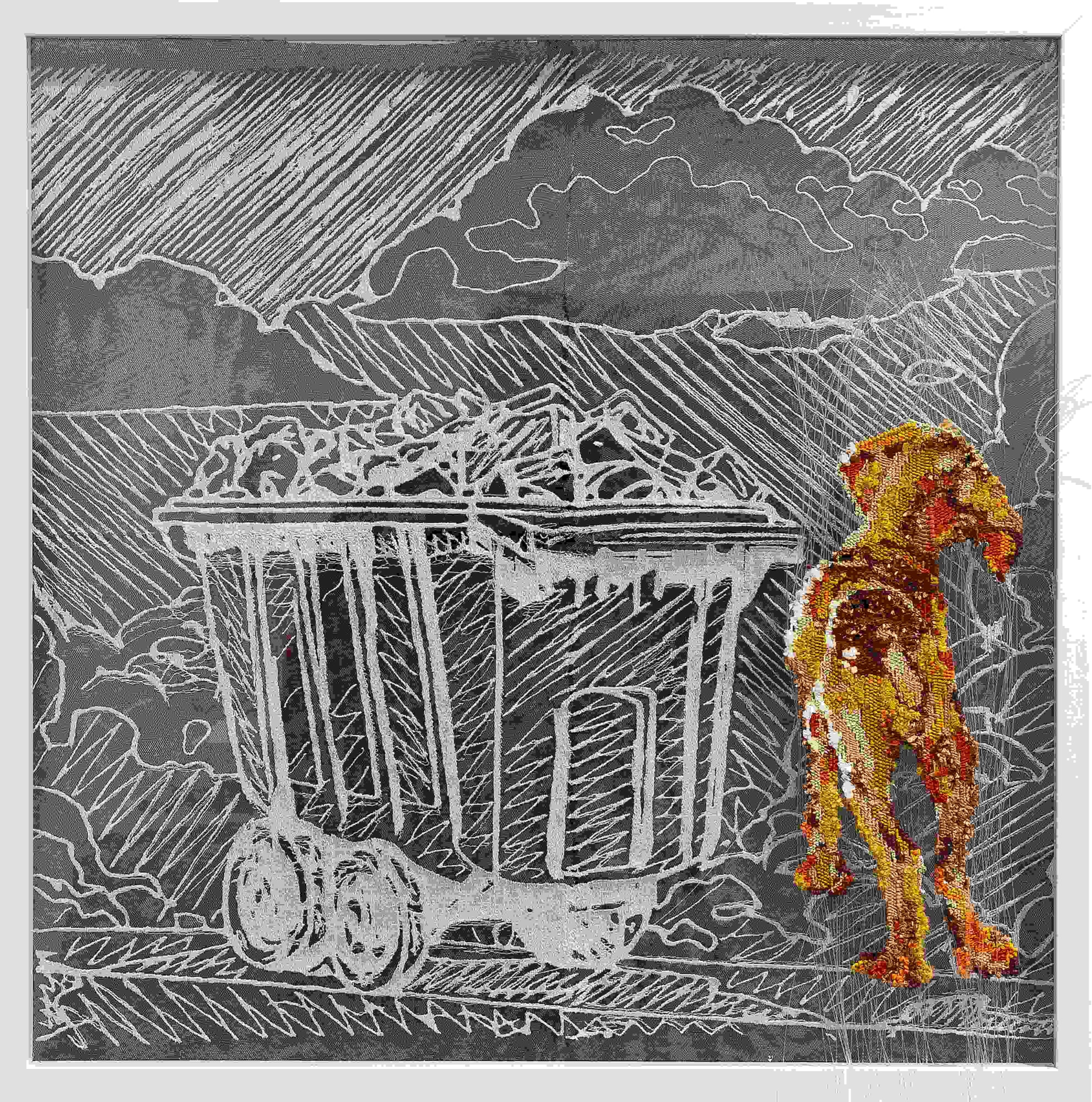 FN technique weaving, hand-woven fishline, wool