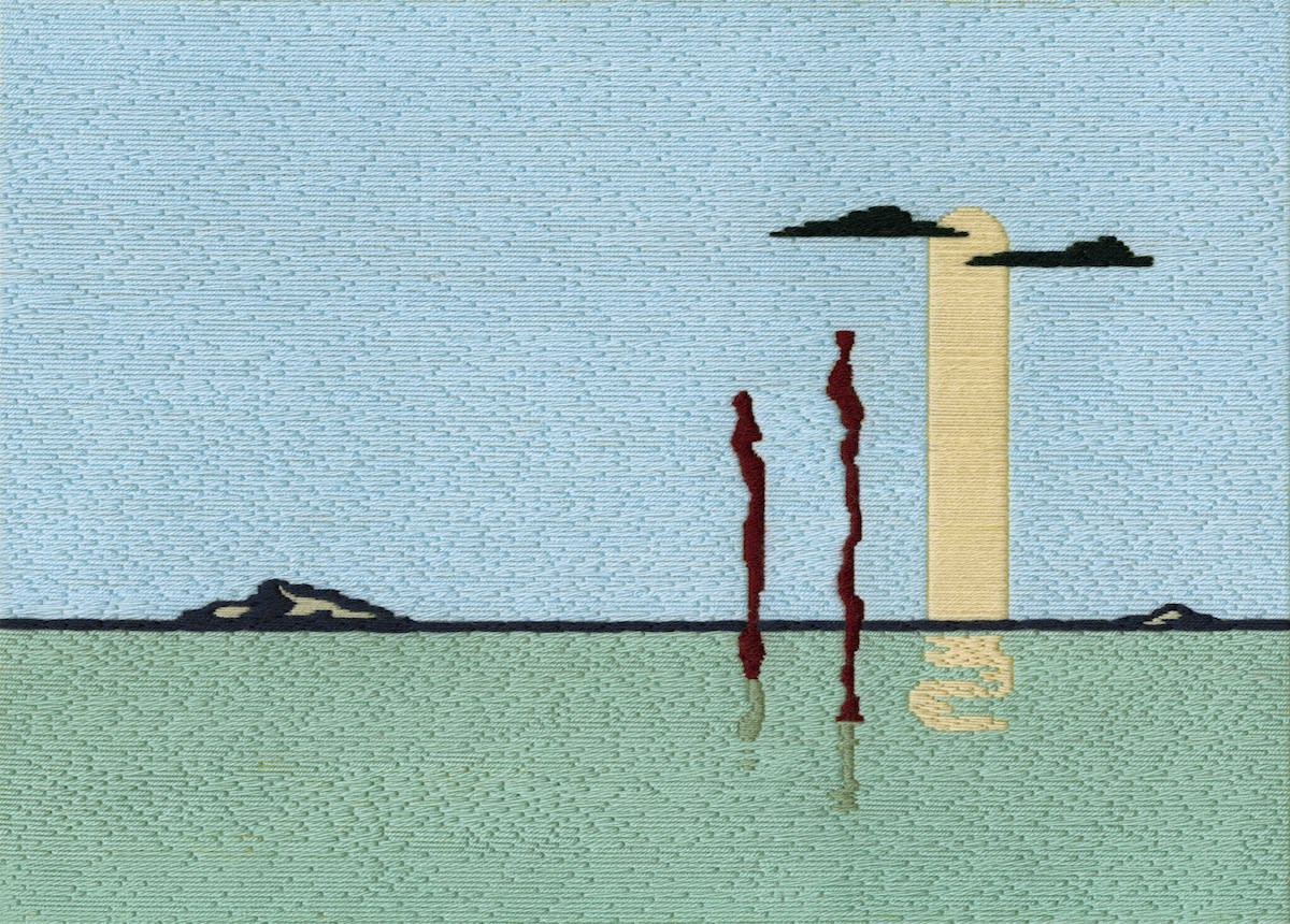 Wool and cotton needlepoint tapestry