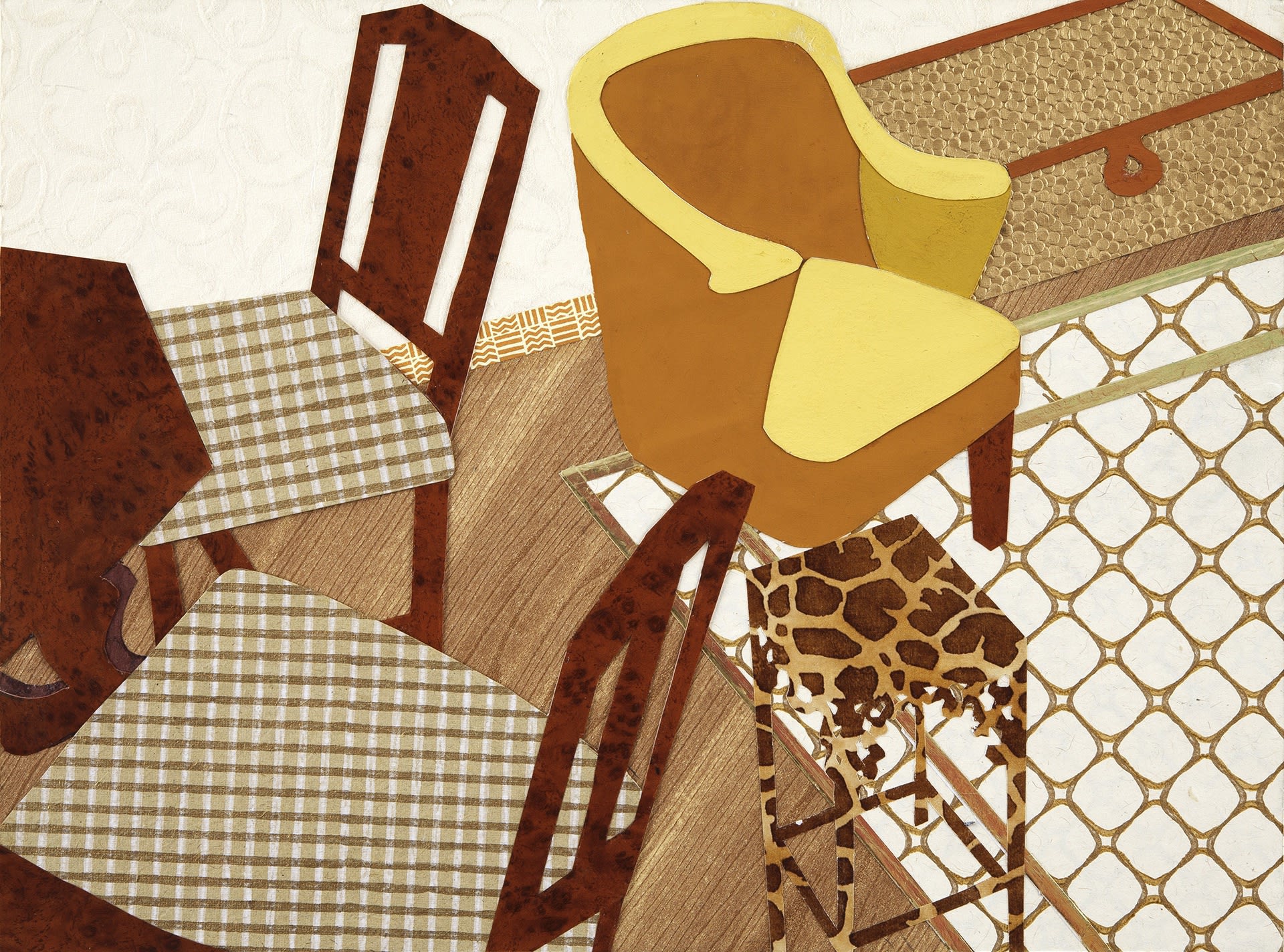 Paper collage and gouache on board