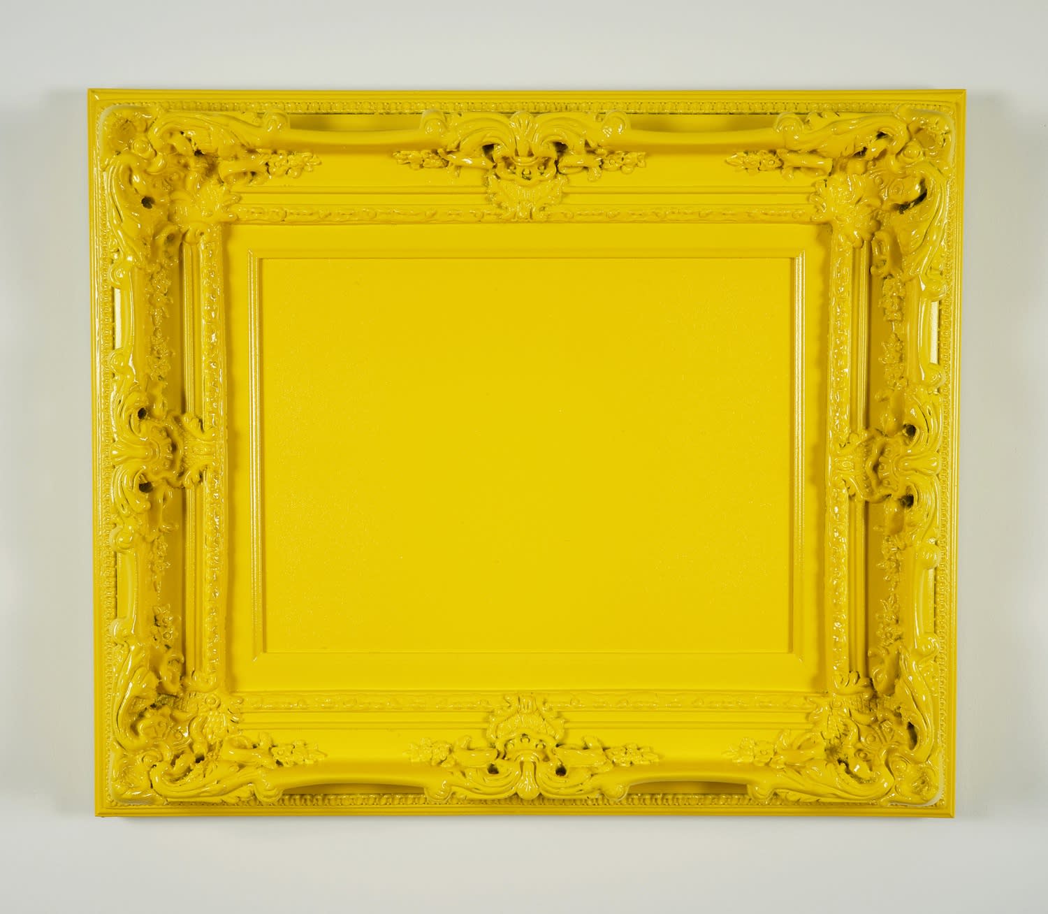 Vanitas (Sun Yellow), 2014 Enamel spray paint on canvas and decorative frame