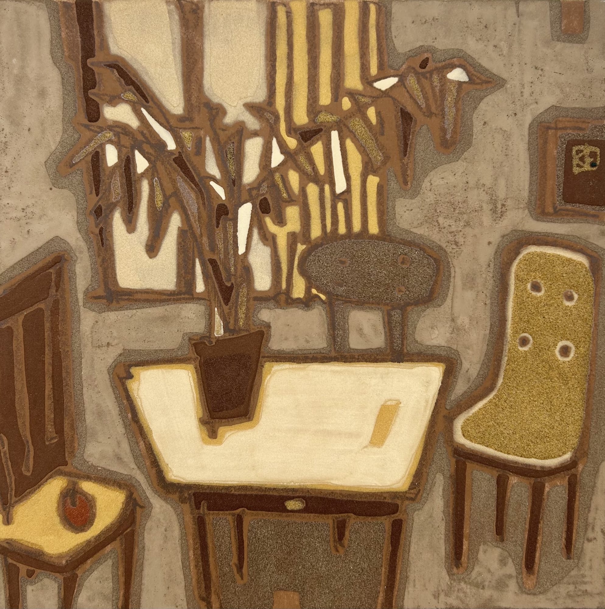 Washi Paper, Mica, Glue, Crayon, and Ink