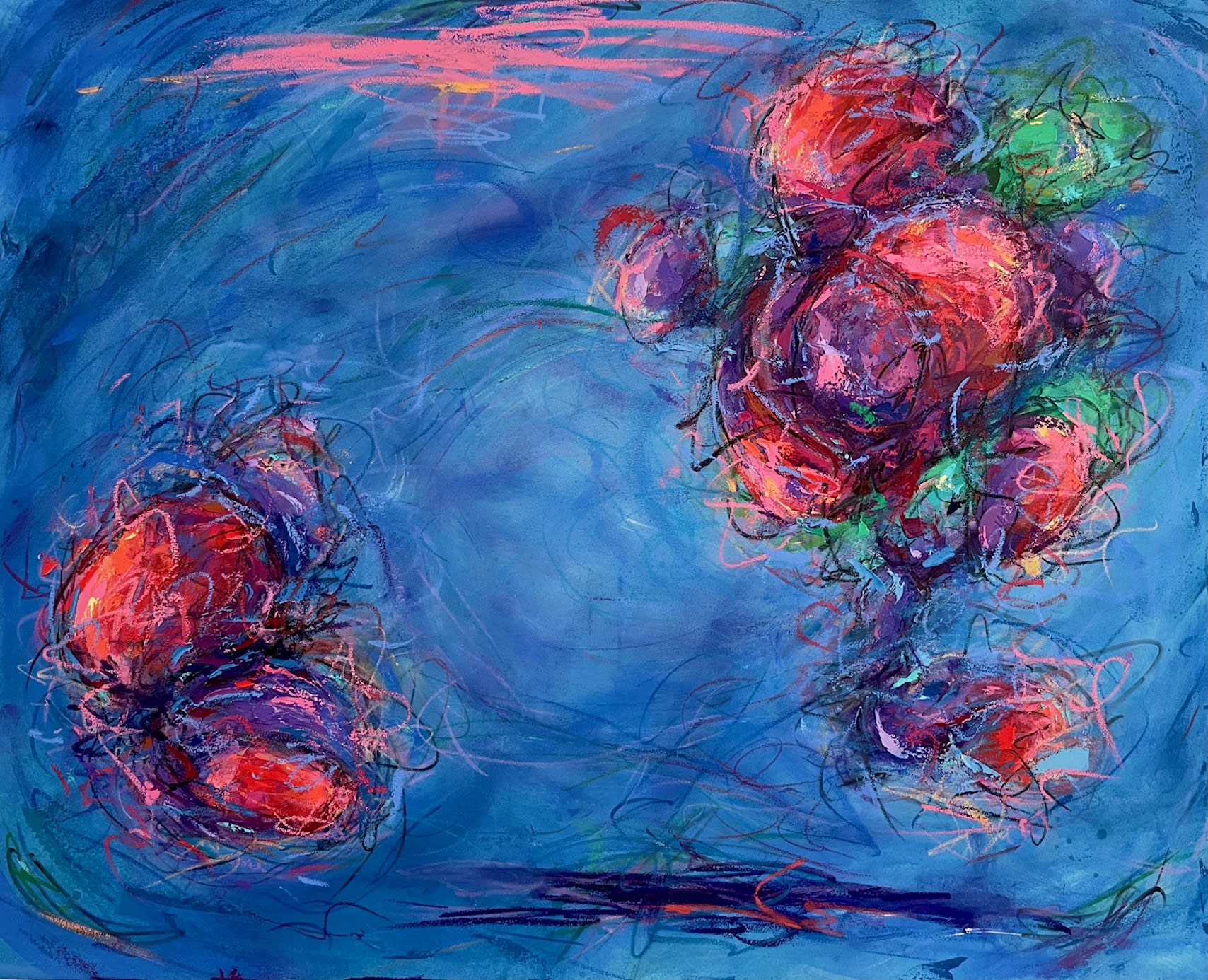 Authenticity Series – Blue, 2024 Signed Ink, Flash, Acrylic, Oil on Canvas