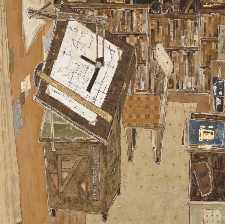 Washi Paper, Mica, Glue, Crayon, and Ink