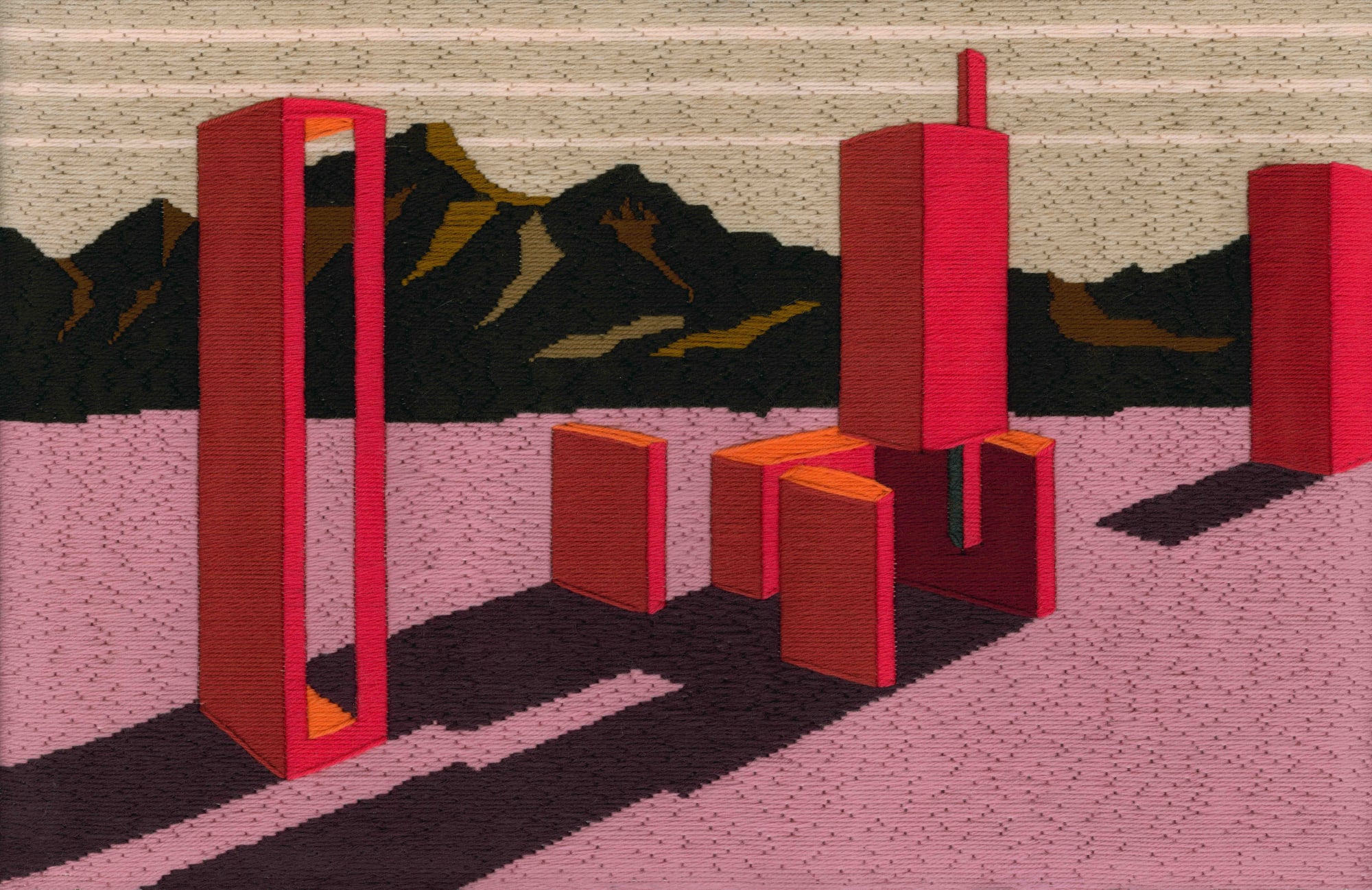 What is here is what is here, 2021 Wool and cotton needlepoint tapestry