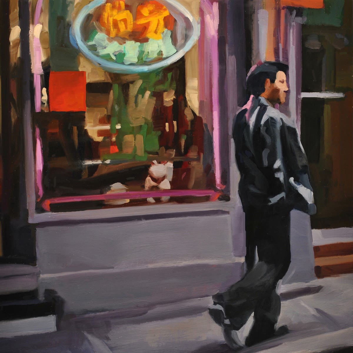 Chinatown Windows I, 2013 Artwork is signed on the front Oil on wood panel