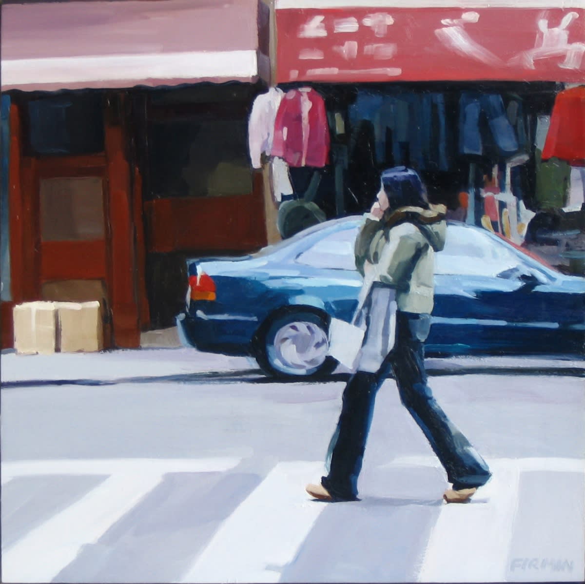 On the Phone, Chinatown, 2011 / 2015 Artwork is signed on the front Oil on wood panel