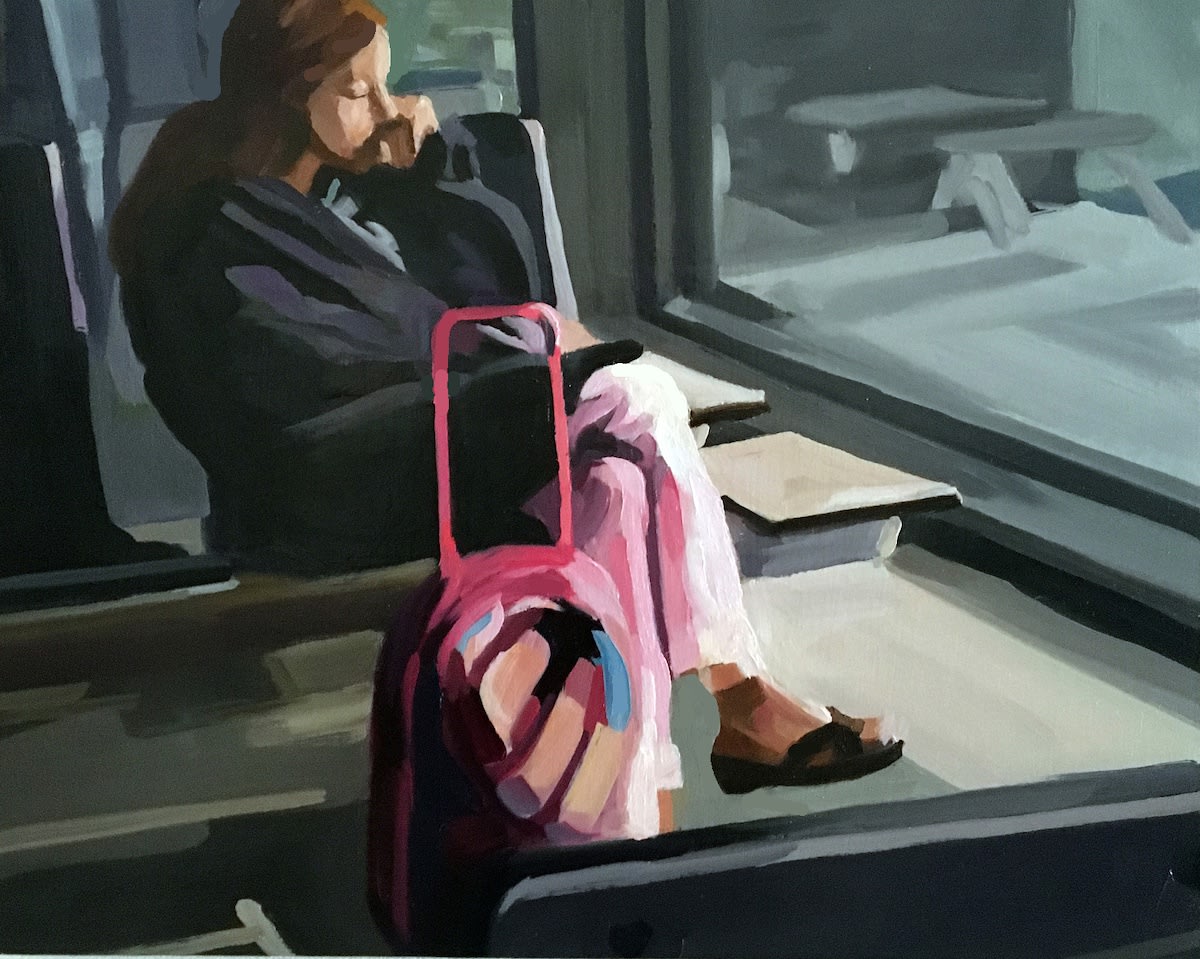 Waiting, 2020 Artwork is signed on the front Oil on wood panel