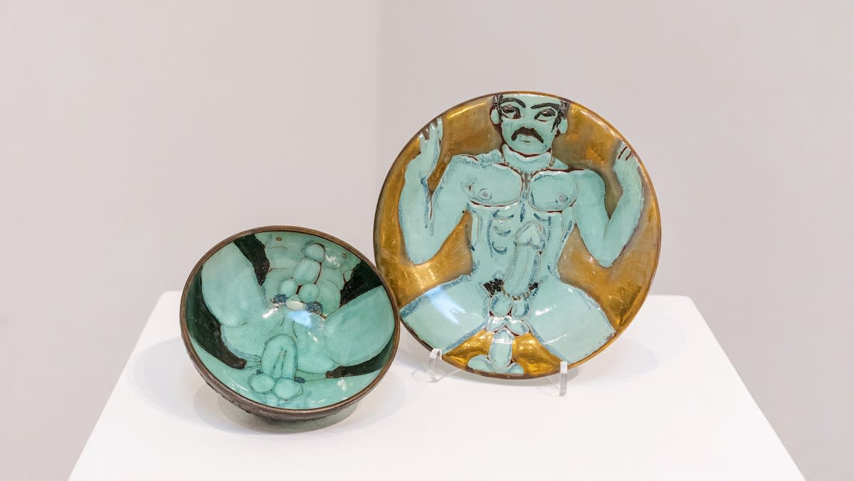 Little Porn Bowl & Saucer, 2009 Artwork is signed on the back Ceramic and faience