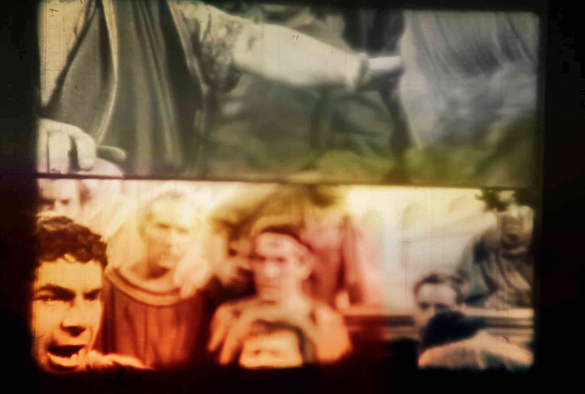 Universal Leader 2, 2020 16mm transfer to digital, ink and bleach on celluloid transferred to HD