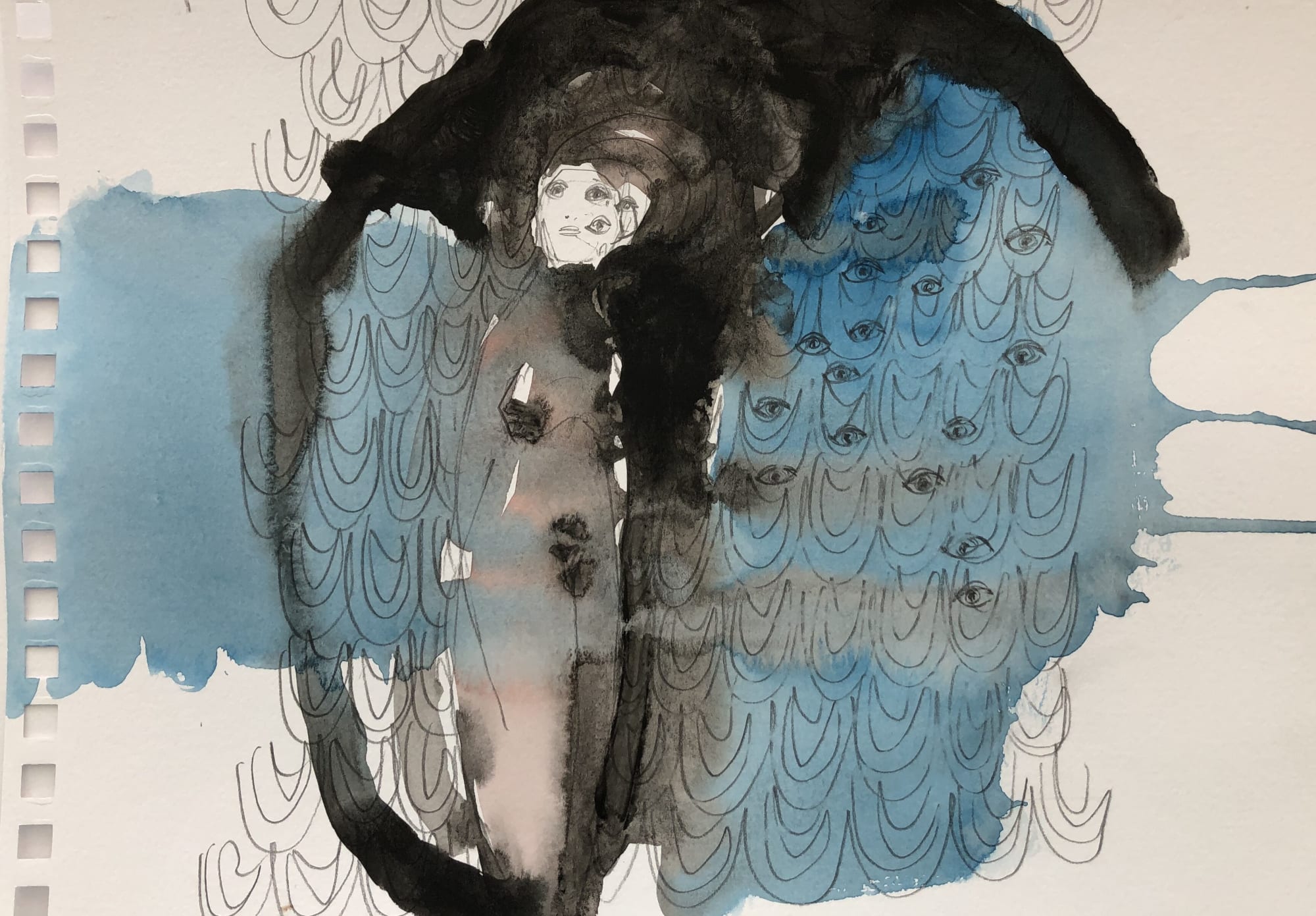 Ancient Wildness 1, 2019 signed watercolour, acrylic and pencil on paper
