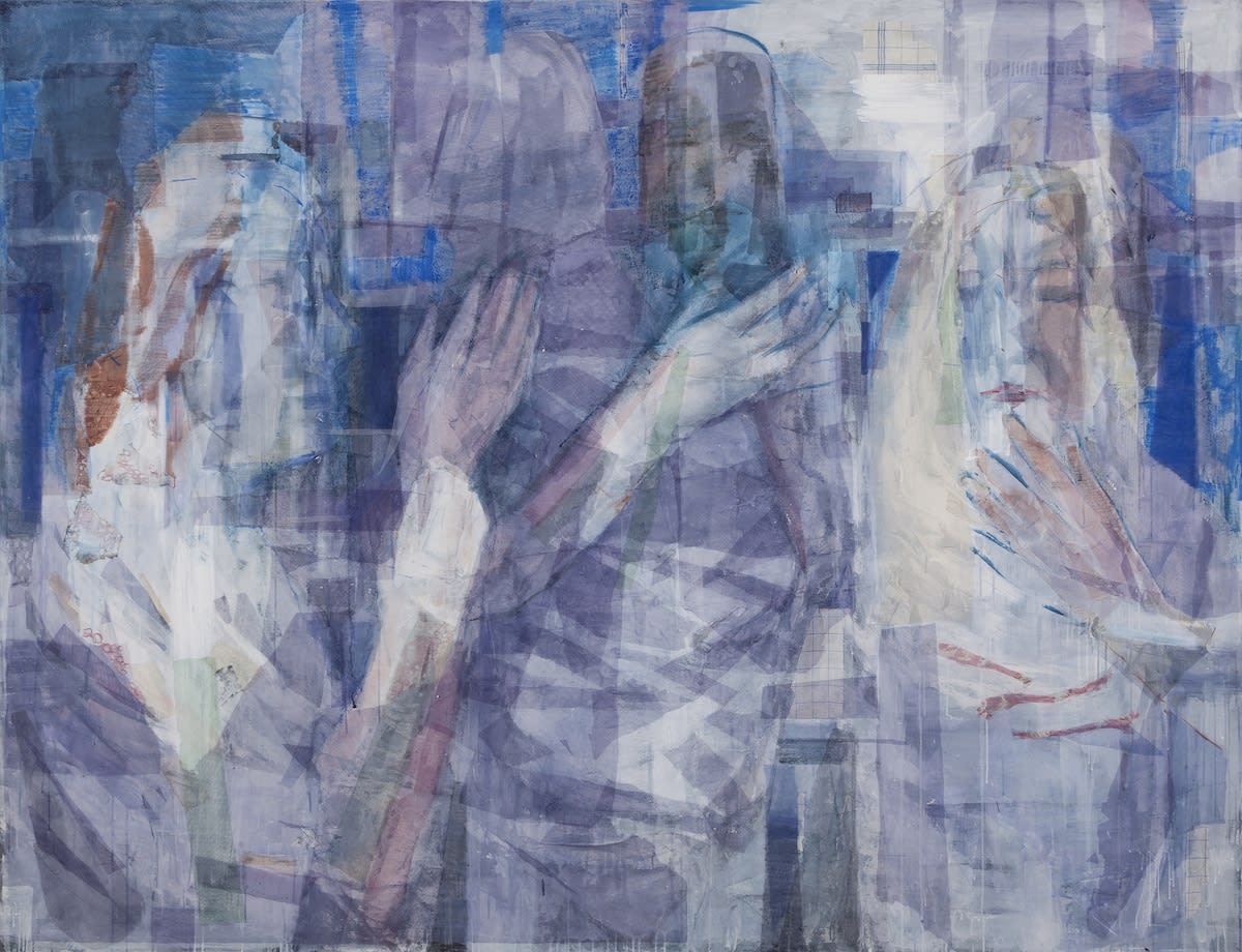 Tulle and acrylic on canvas