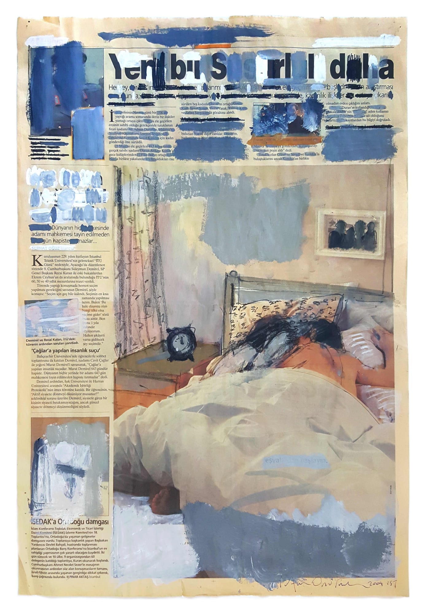 Mixed media on newspaper