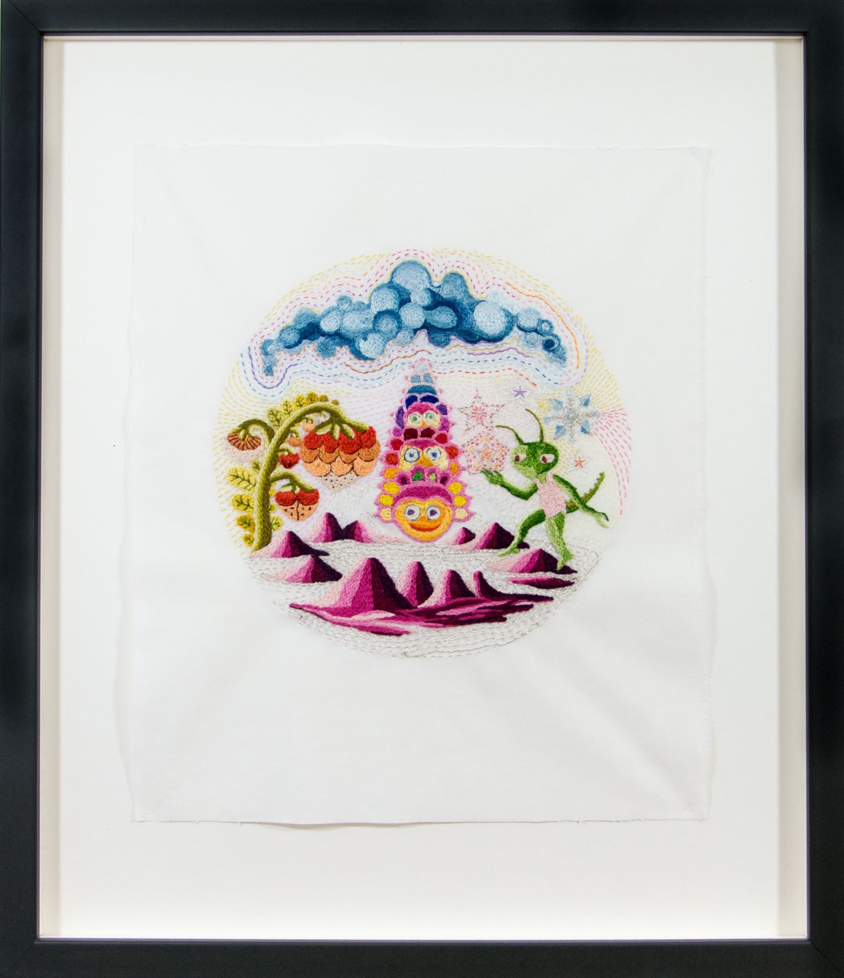 The Land of Milk & Honey, 2016 Cotton and metallic floss embroidery on cotton fabric