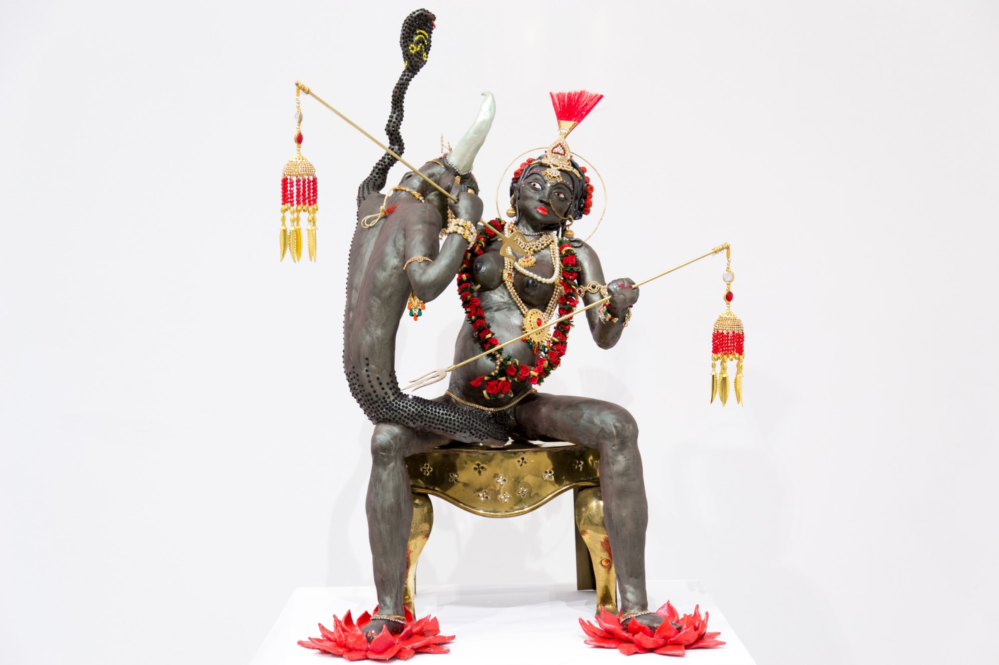 End Game, 2018 Metal, wire, foil, epoxy, paint, glass Swarovski crystals