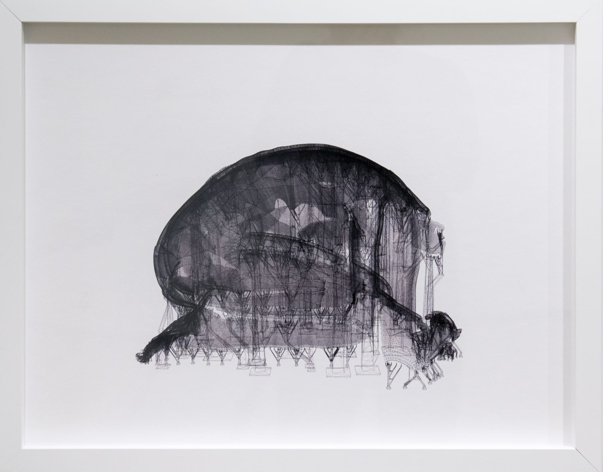 Machines for suffering VI: Blueprint III, 2018 Framed archival chromogenic print on Hahnemuhle Museum Etching paper with watercolor