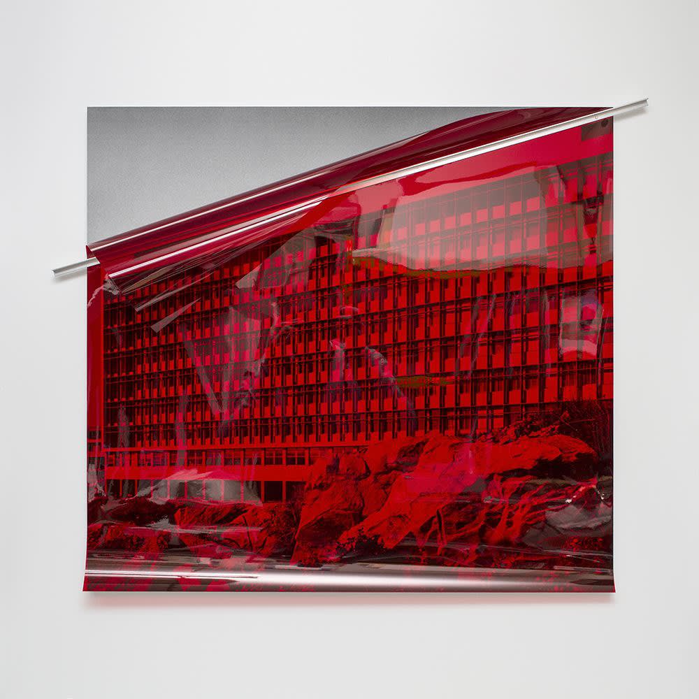 Untitled (Archive ST3: Military Hospital), 2018 inkjet print on archival paper and aluminum mounted on aluminum composite panel, colour correction filter / archival photograph: City Museum of Split, Collection of Photographs (photographer: Ante Roca)