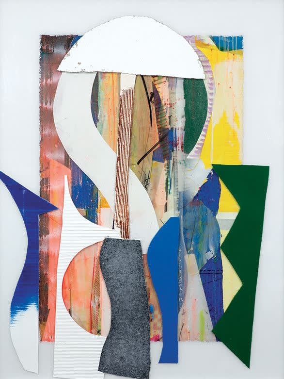 Acrylic, resin and nylon fiber on acrylic panel in wood frame