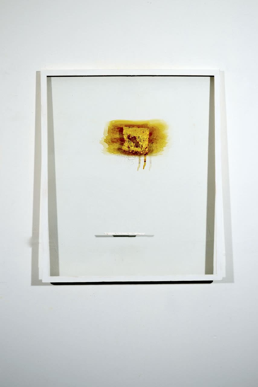 Untitled No.19, 2014 Glass, Oil, Emulsions & Gold leaf