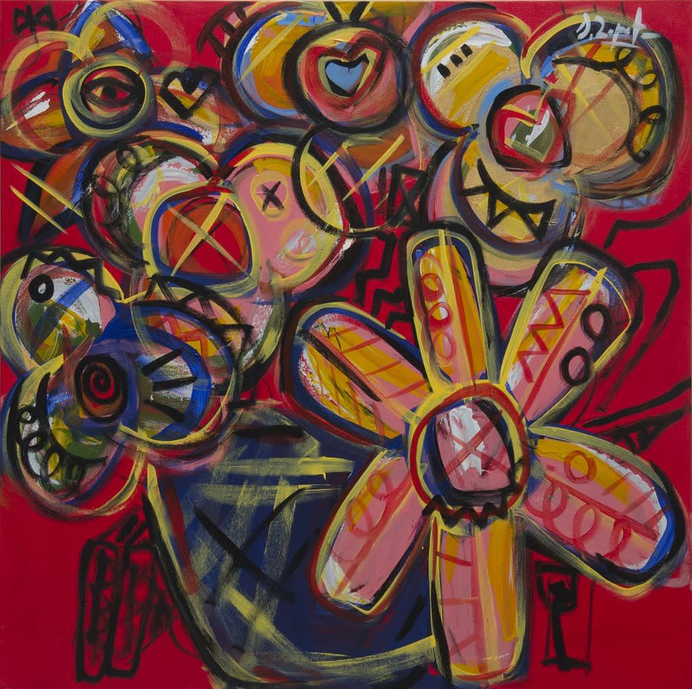 Ferdinand's Flowers II, 2014 on recto Acrylic on canvas