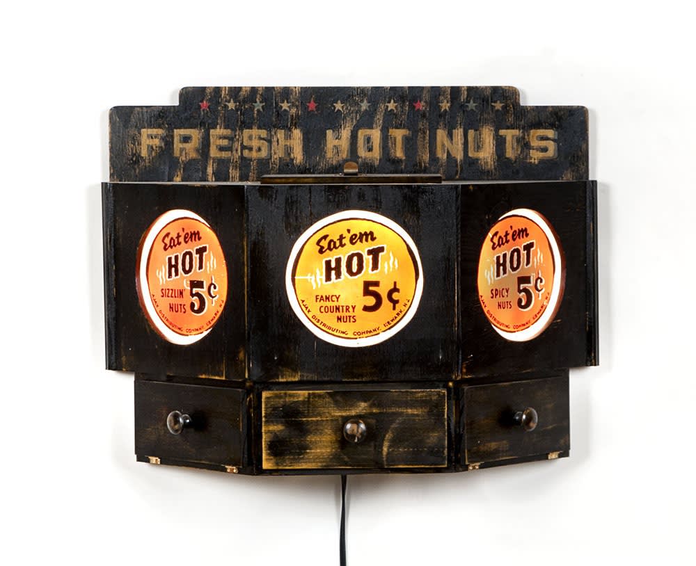 Fresh Hot Nuts, 2013 Latex, wood, light kit
