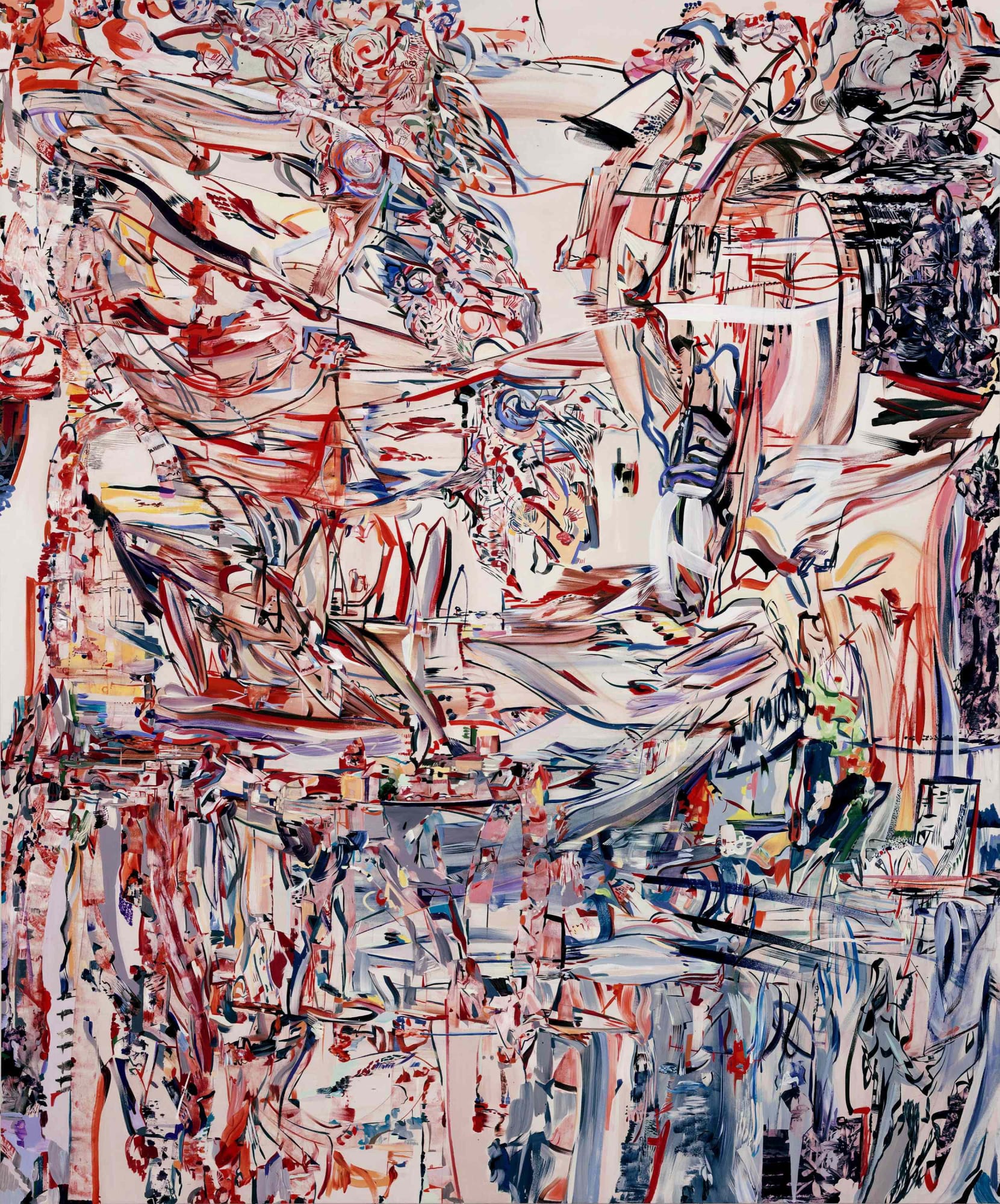 Red String of Fate, 2013 Signed verso Acrylic and transfers on canvas