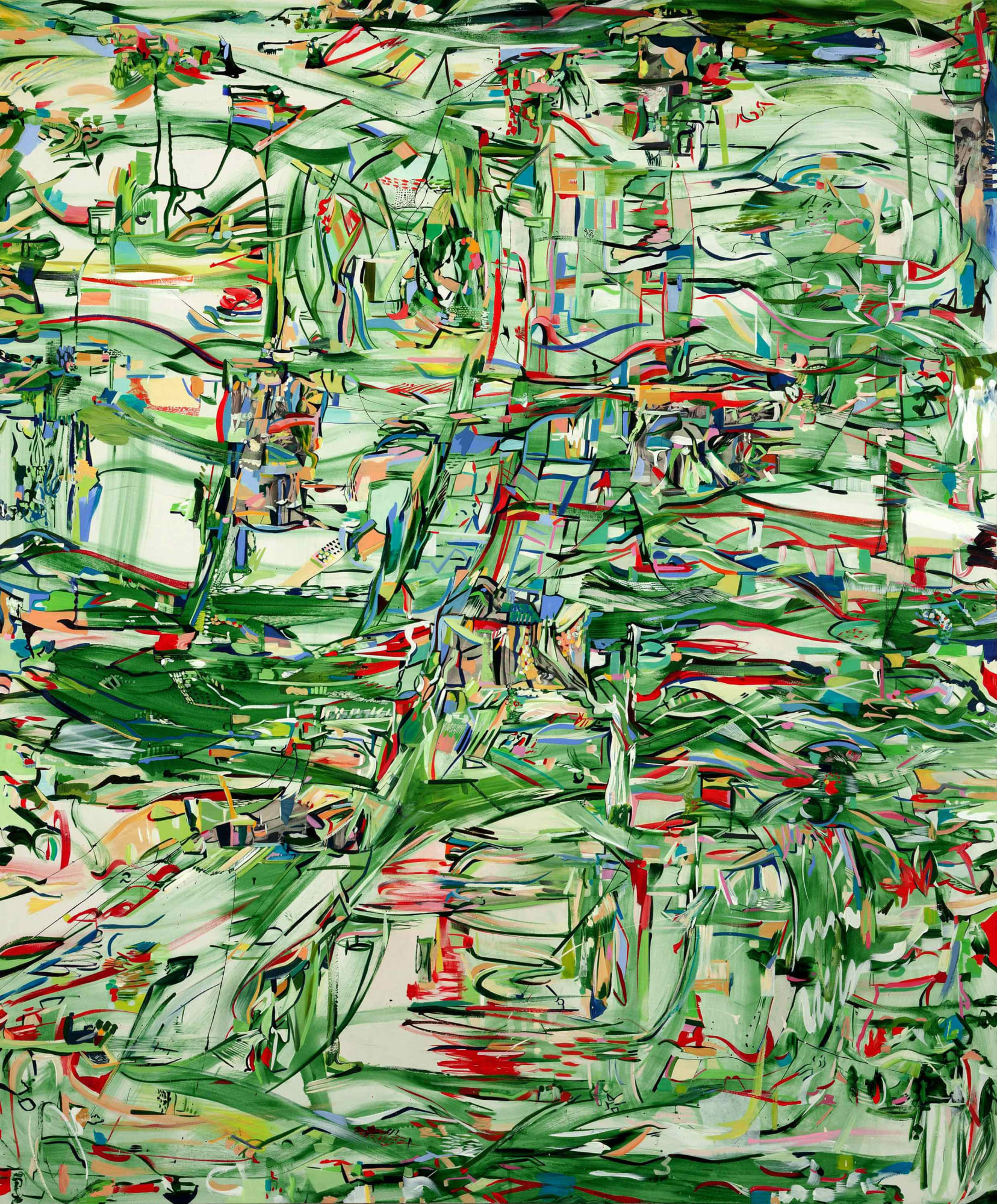 Upriver, 2013 Signed verso Acrylic and transfer on canvas