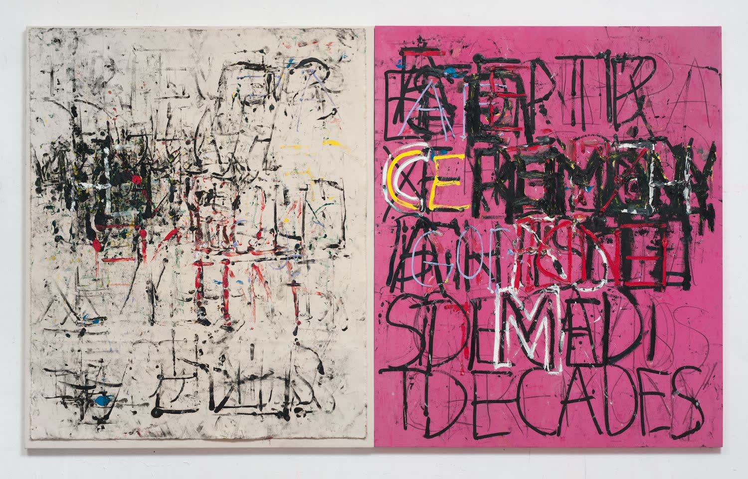 Decades, 2012 Signed on verso Oil, charcoal, and tinted gesso on canvas