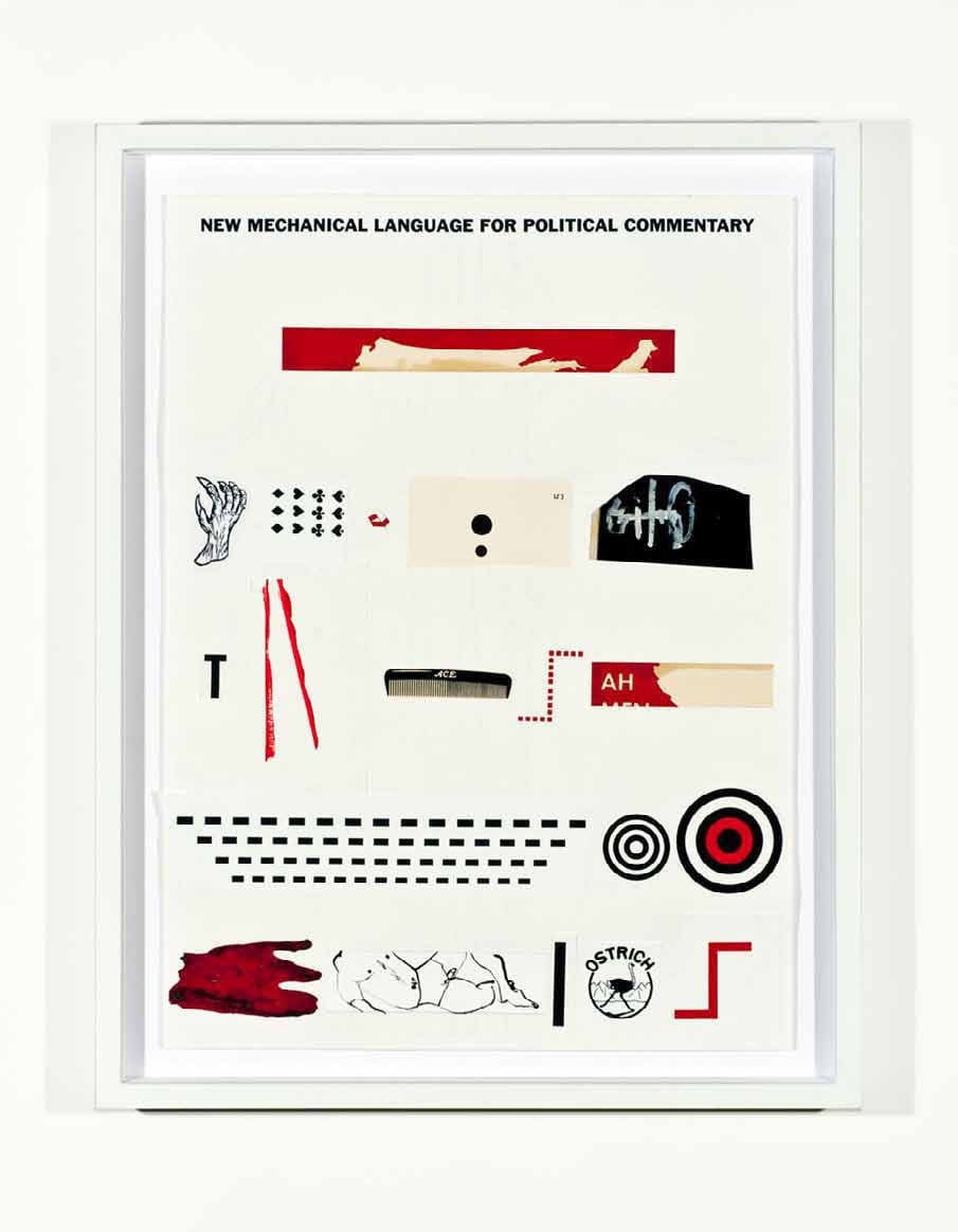 New Mechanical Language for Political Commentary, 2011 Signed on verso Acrylic, ink and mixed media on card