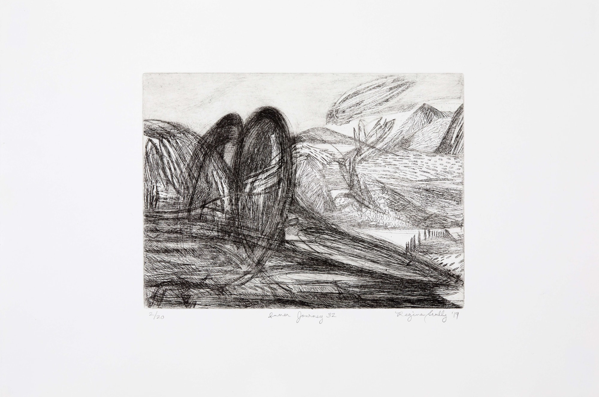 Inner Journey 32, 2019 Etching on Stonehenge cotton rag paper