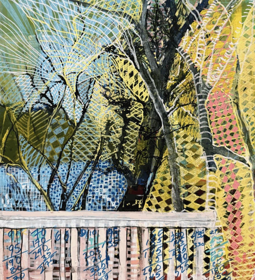 Joe Diggs, Micha's Math, 2024, acrylic on canvas, 15.5 x 15 in