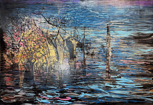 Joe Diggs, Summer Sensation, 2024, acrylic on linen, 44 x 64 in