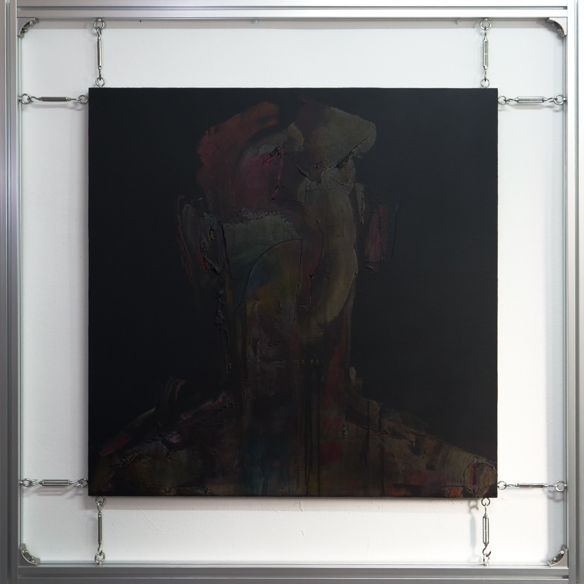 CONNECT (CB.001.2024.6) acrylic on panel with turnbuckle, aluminium profile 130 x 130cm 2024