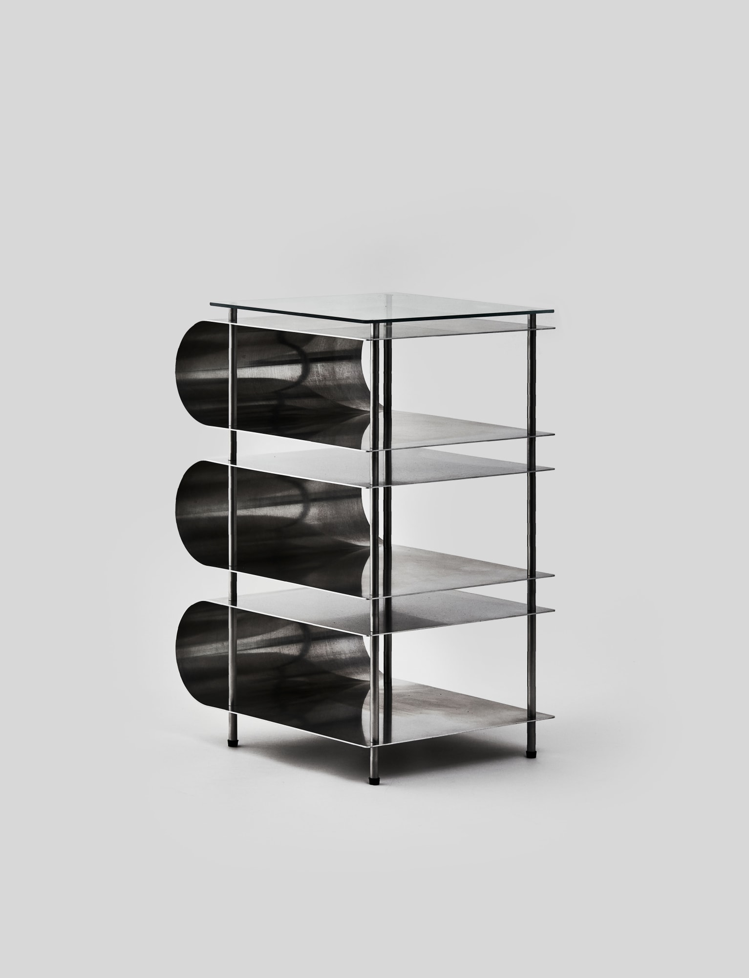 Round table stainless steel, aluminium, glass 43 x 35 x 61cm 2022